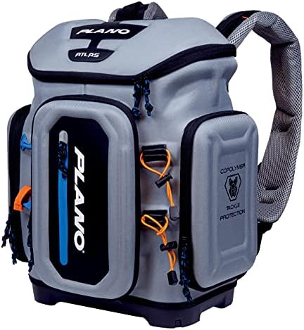 Plano Atlas 3700 Tackle Fishing Backpack, Gray EVA Material, Includes 3 3750 StowAway Utility Boxes for Worms, Lures, & Baits, Waterproof & Non-Skid Base, Grey by PLANO%C2%AEOutdoors