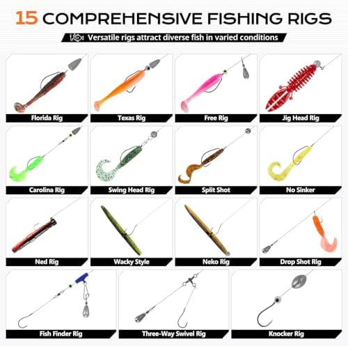 PLUSINNO Fishing Gear Accessories Kit, 449PCS Fishing Tackle Box with Tackle Included, Fishing Hooks, Fishing Weights Sinkers, Jig Heads, Fishing Tackle Set Equipment for Bass Trout, Gifts for men - Image 5