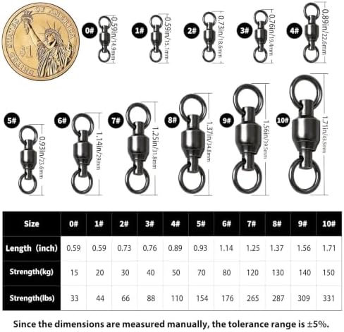FishTrip 30/50 Pack Ball Bearing Fishing Swivels for Saltwater Freshwater - Image 6