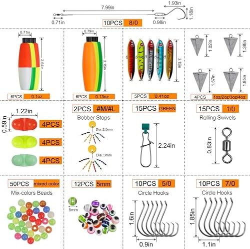 Catfish Rig Tackle Making Kit Catfishing Tackle Accessories Catfish Tackle with Catfish Floats Catfish Hooks Bobber Stoppers Swivels Fishing Rattle Bells Fishing Beads Catfishing Gear Equipment - Image 2