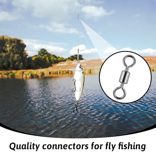 InnoHHustle 100 PCS Micro Swivels for Fly Fishing, Stainless Steel Swivels Fishing Tackle Small Rolling Barrel Swivel High Strength Hook Line Connector Fly Fish Tackle Swivel with Black Coating - Image 6