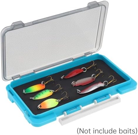 Fishing Tackle Box Slit Foam Case, Super Slim Fishing Lures Jig Box Hooks Spinners Spoons Storage Tackle Tray, (6.8 * 3.8 * 0.8inch) (Blue) - Image 6