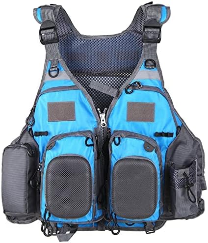 JKSPORTS Fly Fishing Vest - Fishing Safety Life Jacket for Swimming, Sailing, Boating, Kayak - Floating Multifunction Breathable Backpack for Men and Women - Adjustable, Grey/Green/Red/Blue by JK