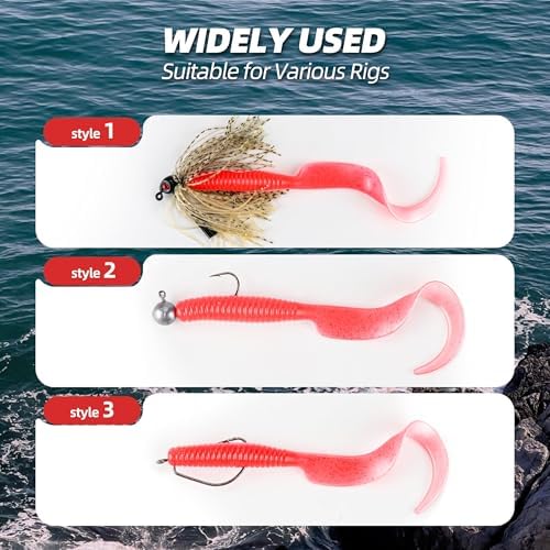 Curly Style Tail Worms Fishing Lures – Realistic Wavy Tail Soft Bait Grub Swimbaits for Saltwater & Freshwater Fishing, Available in 4 Inch & 6 Inch, Perfect for Bass, Trout, Crappie, & More - Image 4
