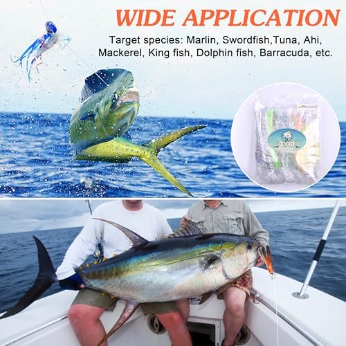Saltwater Fishing Lures 6/9inch Trolling Lures for Marlin Mahi Tuna Dolphin Shark Big Game Deep Sea Fishing Baits Squid Skirts Rigged Hooks Ocean Gear Tackle - Image 6