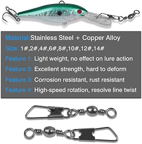AGOOL Fishing Swivels Snaps, 60/120pcs Barrel Swivel Safety Snaps Stainless Steel Swivels Fishing Tackle Lure Leader Line Connector High Strength for Saltwater Freshwater - Image 6