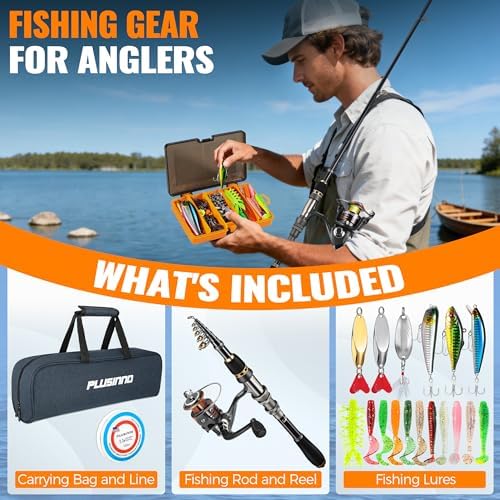 PLUSINNO Fishing Rod and Reel Combo Pole Gear Kit Telescopic Beginner - Image 2
