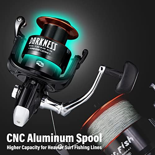 Dr.Fish Darkness Spinning Reel 8000/9000 Saltwater Surf Fishing Graphite Body, 9+1 Stainless Steel BBS, 35lb Carbon Fiber Drag, Spare Spool, Heavy Duty Big Game Fishing Surf Casting - Image 5
