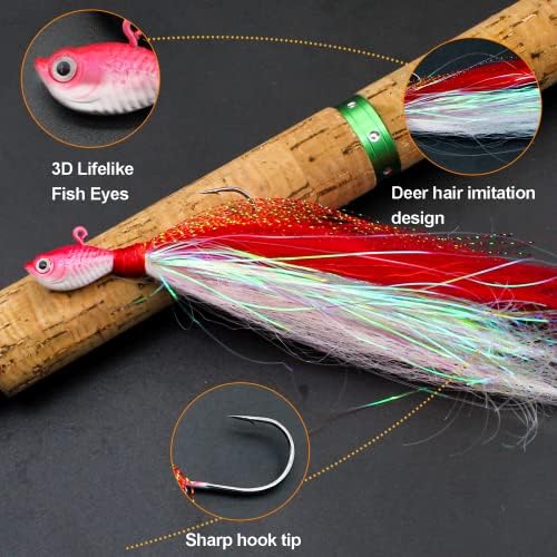 Fishing Jigs Kit Bucktail Jigs Hair Swimbait Heads Marabou Feather - Image 4