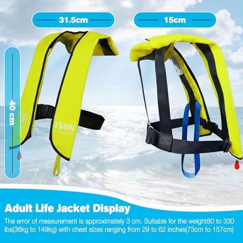 Inflatable Life-Jacket for Adults| Life-Vest Inflation-PFD with Whistle| Automatic & Manual Lightweight Supports up to 300 lbs for Kayaking Fishing Boating - Image 2