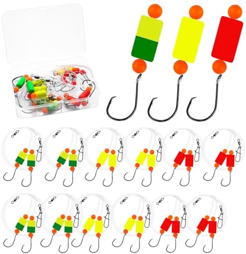 Pompano Rig Saltwater Surf Fishing Rigs – Double Drop Leader Rigs with Hooks, Floats, Beads & Snap – Easy Pre-Tied Terminal Tackle for Pompano, Whiting, Redfish by VipfishFishing