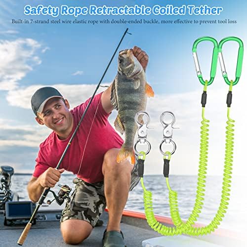 Woanger Coiled Lanyard for Tools Steel Wire Retractable,Green - Image 7