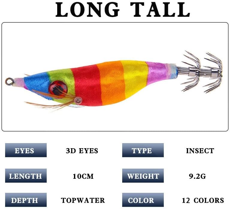 Pack of 8 Fishing Squid Jigs Saltwater Lures Luminous Squid Bait Jig Hooks 9.2g/10cm - Image 7