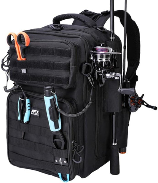 Fishing Backpack with Rod Holder, Fishing Tackle Bag by Apex+Outdoors
