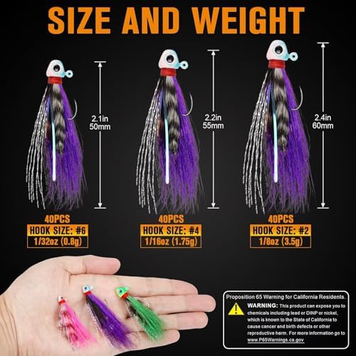 Crappie Jigs Hand-Tied Hair Jigs Fishing Jigs Bucktail Crappie Jig Heads - Image 5