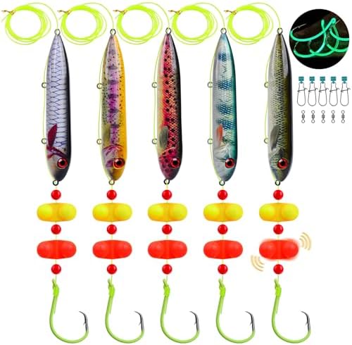 PROBEROS Catfish Fishing Rigs - Bank Fishing Set with 5pcs/Set, 6/0, 8/0, 10/0 Circle Hooks Circle Hooks, High Visibility, Ready to Use Catfish Rigs by Proberos