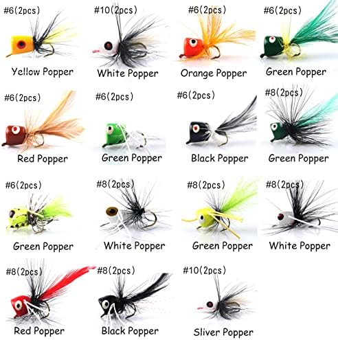 Fly Fishing Flies Assortment Kit Dry Wet Nyphms Tenkara Popper Streamer Woolly Bugger for Trout Bass Salmon Steelhead with Fly Box - Image 3