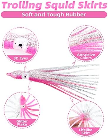 BLUEWING Trolling Squid Skirts Fishing Saltwater 2,3,5,8,12 Inch Octopus Lures 1pcs/5pcs - Image 2