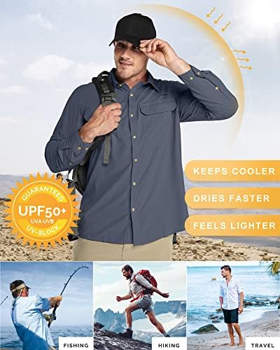 33,000ft Men's Long Sleeve Sun Protection Shirt UPF 50+ UV Quick Dry Cooling Fishing Shirts for Travel Safari Camping Hiking - Image 4