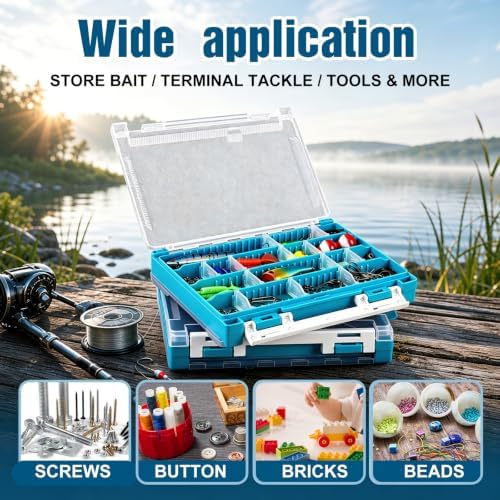 Wonderjune 4 Pack 3500 Double-Sided Fishing Tackle Boxes Waterproof,Blue - Image 7