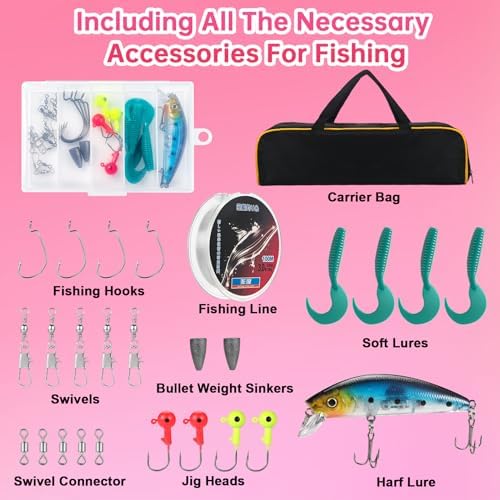 Carbon Fiber Fishing Rod and Reel Combos, Portable Telescopic Fishing Pole with Spinning Reel, Travel Bag for Saltwater Freshwater - Image 4