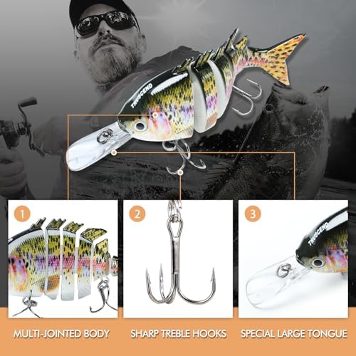 TRUSCEND Swimmax Easy Catch Fishing Lures with BKK Hooks, Wiggling, Vibrating, Rattling and Gurgling for More Bite, Heavy-Duty Dyneema Fiber Jointed Swimbaits for Bass, Trout, Walleye, Crappie, Pike - Image 3