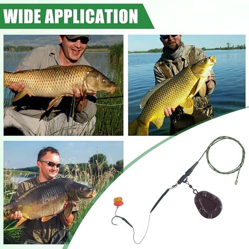 Carp Fishing Rigs Kit Carp Hair Rig with Carp Sinker Weights Carp Hooks Corn Bait Leader Rigs Quick Change Rolling Swivels Sleeves Carp Fishing Equipment Accessories - Image 7