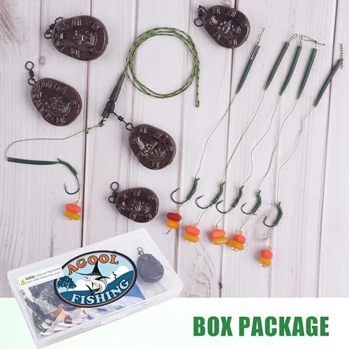 Carp Fishing Rigs Kit Carp Hair Rig with Carp Sinker Weights Carp Hooks Corn Bait Leader Rigs Quick Change Rolling Swivels Sleeves Carp Fishing Equipment Accessories - Image 6