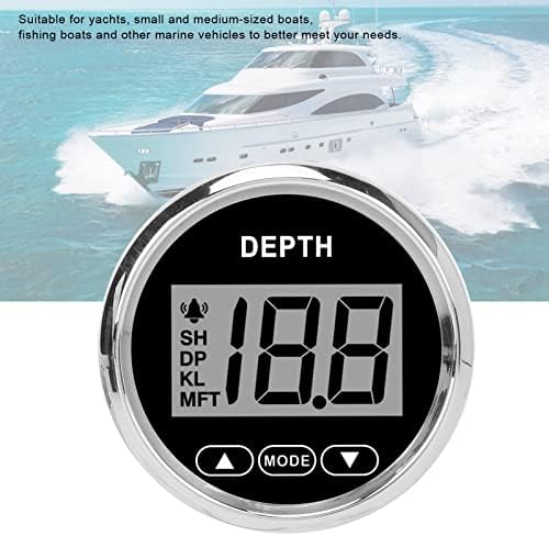 Digital Boat Depth Finder, 52mm/2in Marine Depth Gauge, Depth Sounder Dash Depth Finder Transducer with White Backlight for Yachts Boats Marine - Image 6