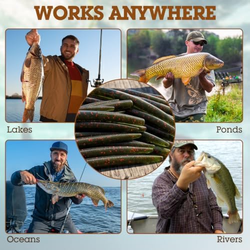 Vinsot 200 Pack Soft Plastic Bass Fishing Lures 5" - Image 6