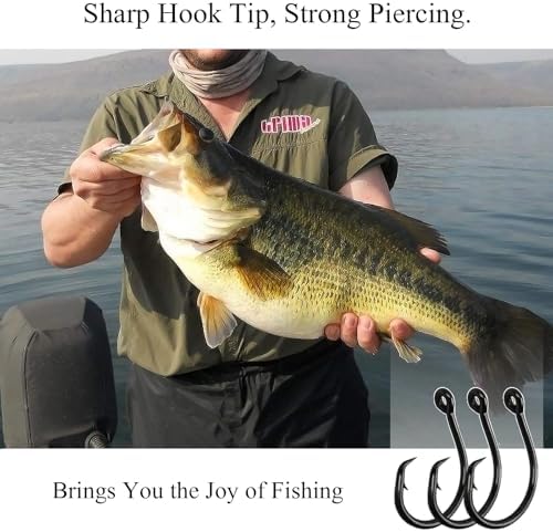 10PCS High-Carbon Steel Circle Hooks Barbed Fishing Hooks with Holes, Freshwater and Saltwater Fishing Hooks for Tuna, Catfish, Bass - Image 4