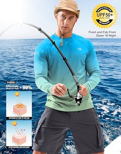 Men's Sun Protection Swim Long Sleeve UPF 50+ Rash Guard Lightweight Shirts - Image 5