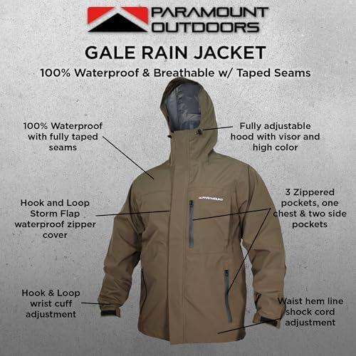 Paramount Outdoors Gale Rain Jacket Men's Waterproof Breathable Fishing Jacket with hood, taped seams - Image 5