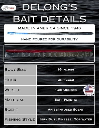Made in USA 16” Snake Lure 10 Pack – Giant Soft Plastic Worm Lure for Bass Fishing – Hand-Poured, Anise Scented – Durable, – Big Worm Fishing Bait for Trophy Bass - Image 3