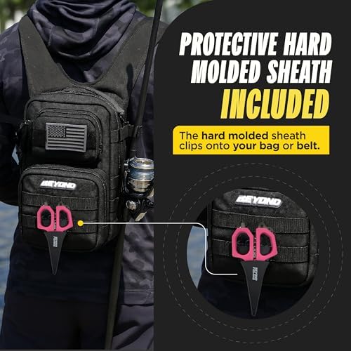 Beyond Fishing 6.5" Pro Fishing Shears Dual Serrated Blades, Fishing Braided Line Scissors with Titanium Coating, Non-Slip Grip & Multifunction Tool, Includes Hard Molded Locking Sheath - Image 6
