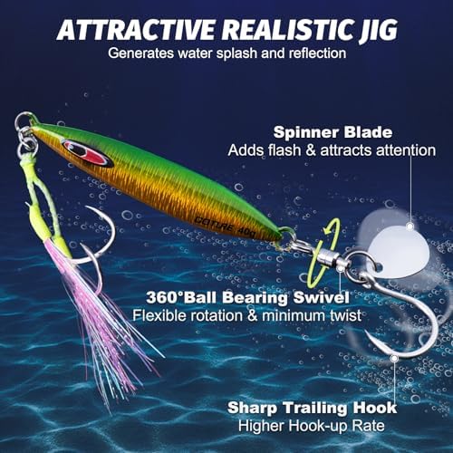 Goture Slow Pitch Jigs with Double Assist Hooks and Swivel, 40g-250g - Image 4