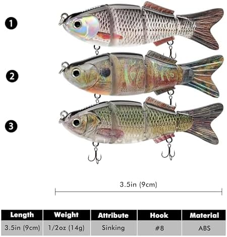TRUSCEND Swimmax Easy Catch Fishing Lures with BKK Hooks, Wiggling, Vibrating, Rattling and Gurgling for More Bite, Heavy-Duty Dyneema Fiber Jointed Swimbaits for Bass, Trout, Walleye, Crappie, Pike - Image 6