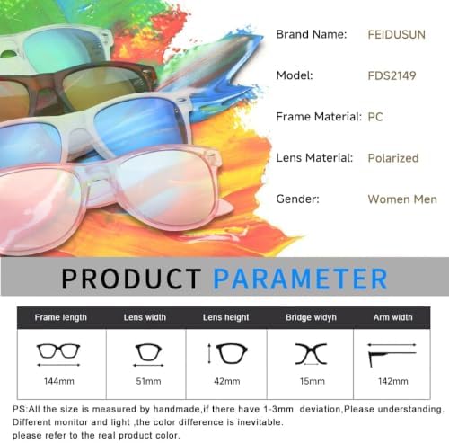 FEIDUSUN Sunglasses Men Polarized Sunglasses for Mens and Womens,Black Retro Sun Glasses Driving Fishing UV Protection - Image 3