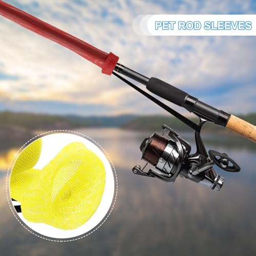 PATIKIL Rod Sock, Fishing Rod Sleeve Cover Braided Mesh Pole Protector Gloves Fishing Tools Pointed End for Spinning Fishing Rod Fly Rod Ice Rod Casting Rod - Image 5