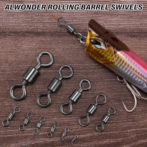 Alwonder Fishing Barrel Swivels, 40 to100-Pack Swivels Fishing Tackle Freshwater Saltwater Swivel Rolling Swivel Heavy Duty Stainless Steel Lures Leaders Line Connectors Terminal Tackle - Image 6