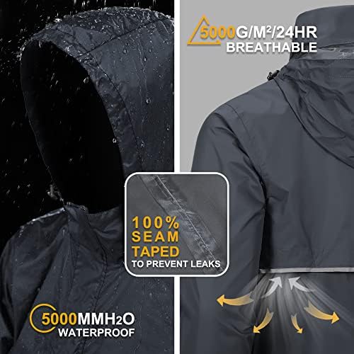 Outdoor Ventures Men's Rain Jacket Waterproof Lightweight Packable Pullover - Image 2