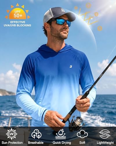 Roadbox Mens Fishing Sun Hoodie, Long Sleeve UPF 50+ UV Protection Shirts - Image 4
