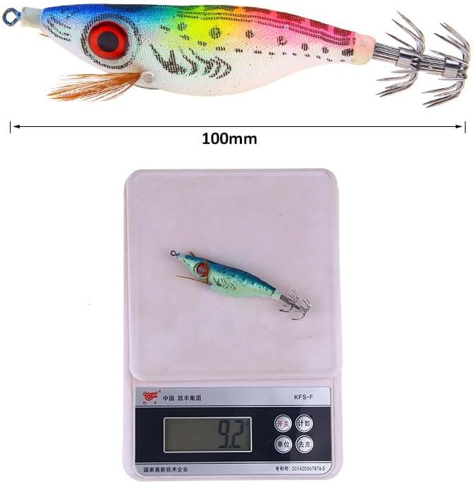 Pack of 8 Fishing Squid Jigs Saltwater Lures Luminous Squid Bait Jig Hooks 9.2g/10cm - Image 5