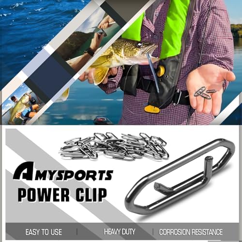 AMYSPORTS High Strength Fishing Snap Saltwater Stainless Connector Snaps Swivels Tackle Steel Power Fishing Clip Lure Quick Change Black Nickel - Image 2