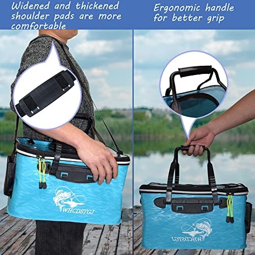 Transparent Top Cover Fishing Bucket, Foldable Fish Bait Bucket, Multifunctional Minnow Bucket, Live Fish Container, Fish Protection Bucket, Outdoor Camping Fishing Bag. (Blue, 4 Gallon) - Image 4