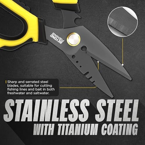Beyond Fishing 6.5" Pro Fishing Shears Dual Serrated Blades, Fishing Braided Line Scissors with Titanium Coating, Non-Slip Grip & Multifunction Tool, Includes Hard Molded Locking Sheath - Image 5