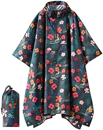 PTEROMY Hooded Rain Poncho for Adults, Reusable Waterproof Raincoat by PTEROMY