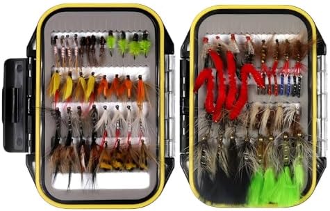 24/32/48/72/96 Fishing Lures Set with Waterproof Fly Box Fly Fishing Flies Assortment Dry Wet Nymphs Streamers & Wooly Buggers Trout Flies for Bass Salmon Fresh Saltwater by Unknown