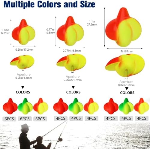 Dovesun 220/104/80/60/54/52/42pcs Pompano Rig Floats for Surf Fishing Foam Bobbers for Fishing Fly Fishing Bobbers Floats Bright Color Kit/Round/Cylindrical/Heart/Bullet/Pill/Spin Shape - Image 3