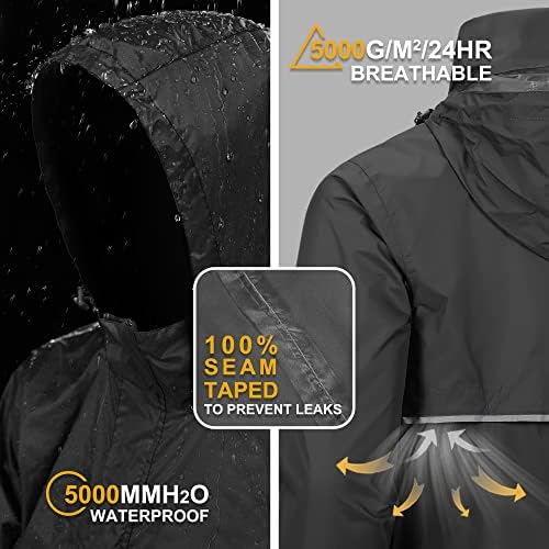 Outdoor Ventures Men's Rain Jacket Waterproof Lightweight Packable Pullover - Image 2